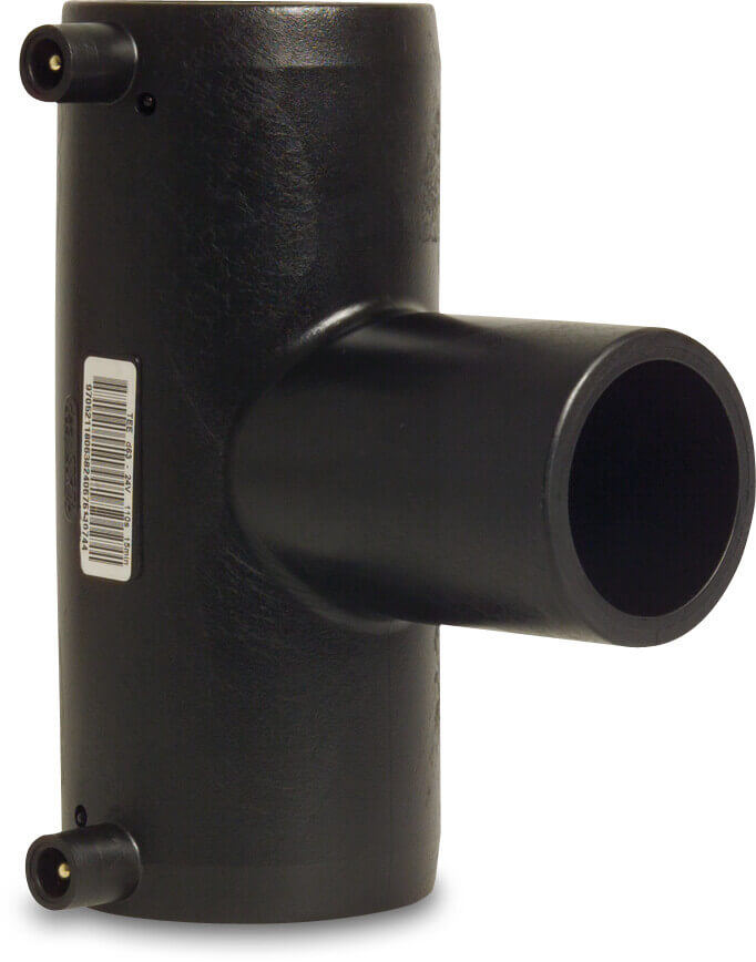 Profec T-piece 90° PE100 110 mm electrofusion socket x spigot x electrofusion socket SDR11 40VAC 10bar 16bar black DVGW