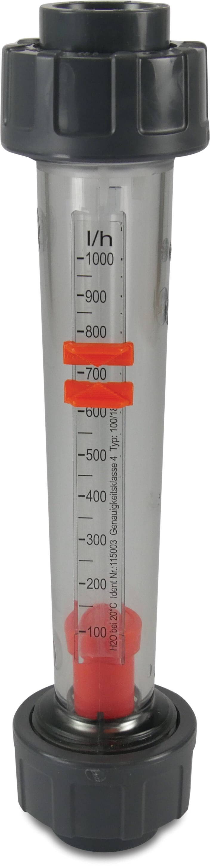Flowmåler PVC-U DN15 x 20 mm x 20 mm limmuffe 10bar 15 25-250 l/t