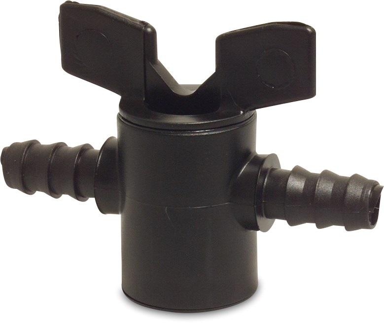 Plug valve PP 12 mm barbed 3bar black