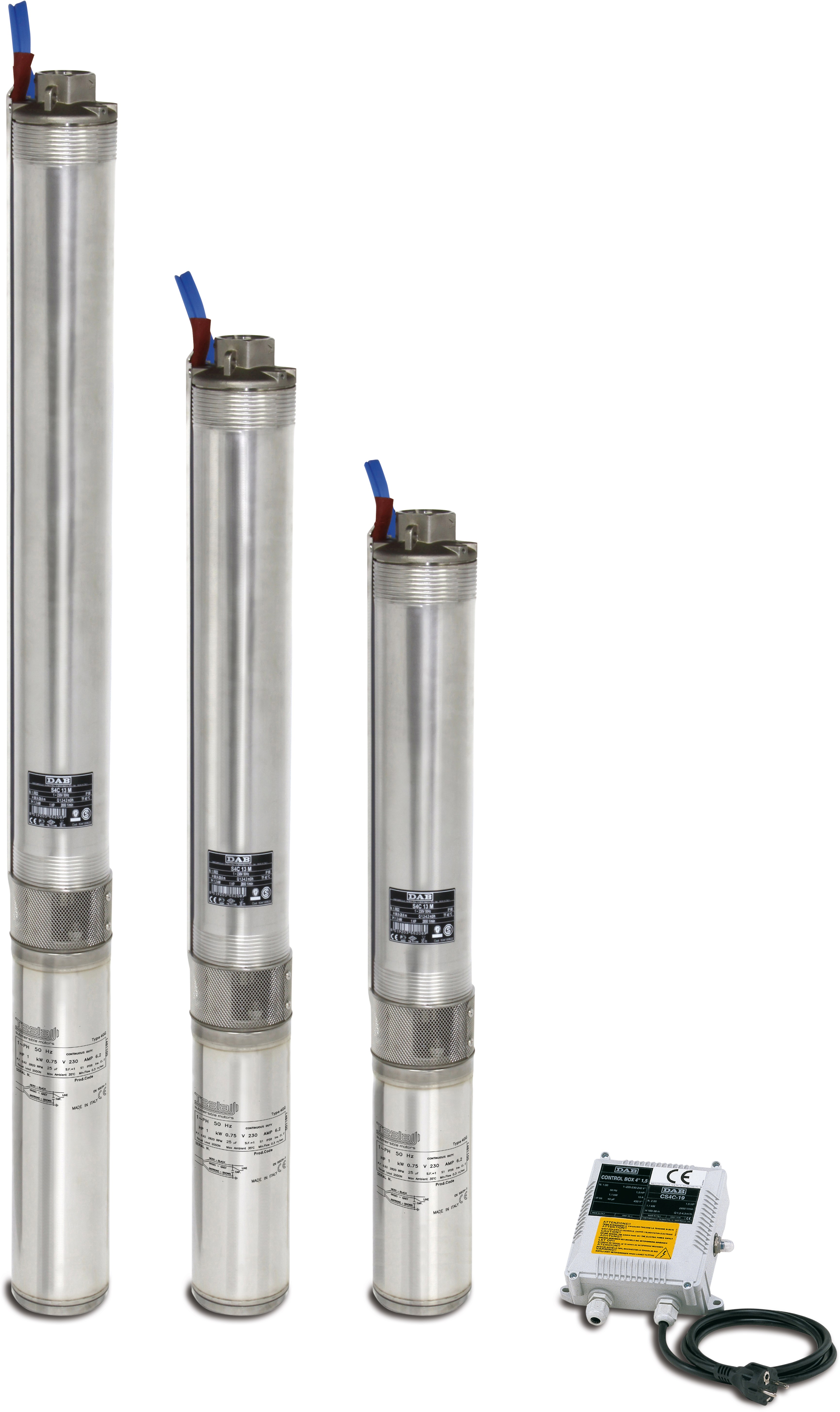 DAB Deep well pump stainless steel 304 1 1/4" female thread 2,2A 400VAC with 15m cable type S4 KIT 3/9