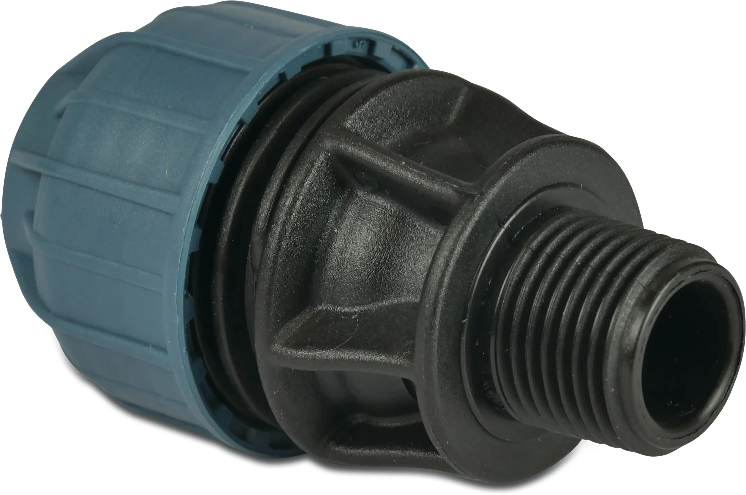 Jason Adaptor bush PP 32 mm x 1" compression x male thread 10bar black/blue
