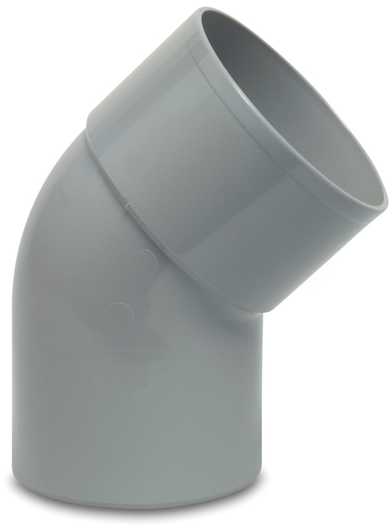 Bend 45° PVC-U 70 mm glue socket x spigot grey