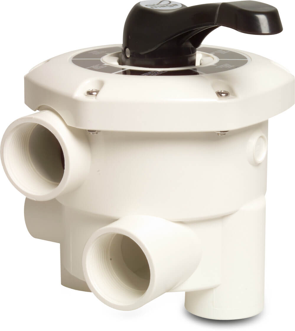 Flotide Multiport valve 1 1/2" 4bar black for side mount filter 6-way type Flotide 6-way valve + piping kit
