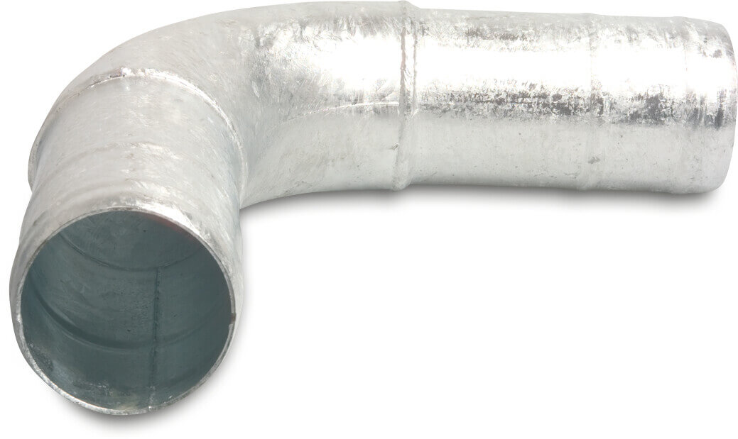 Bend 90° steel galvanised 102 mm hose tail