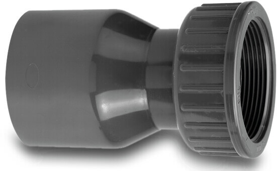 VDL 2/3 union adaptor PVC-U 32 mm x 1 1/4" glue socket x female threaded nut 16bar grey