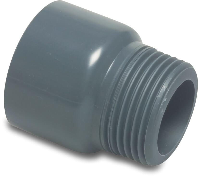 VDL Adaptor bush PVC-U 25 mm x 1/2" glue socket x male thread 10bar grey type made from tubing
