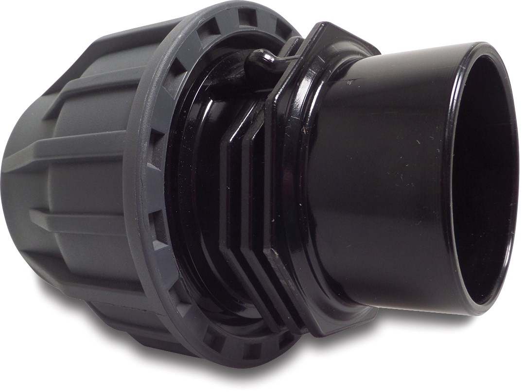 Jasonflex Adaptor socket PP/PVC-U 50 mm compression x glue socket 16bar grey/black
