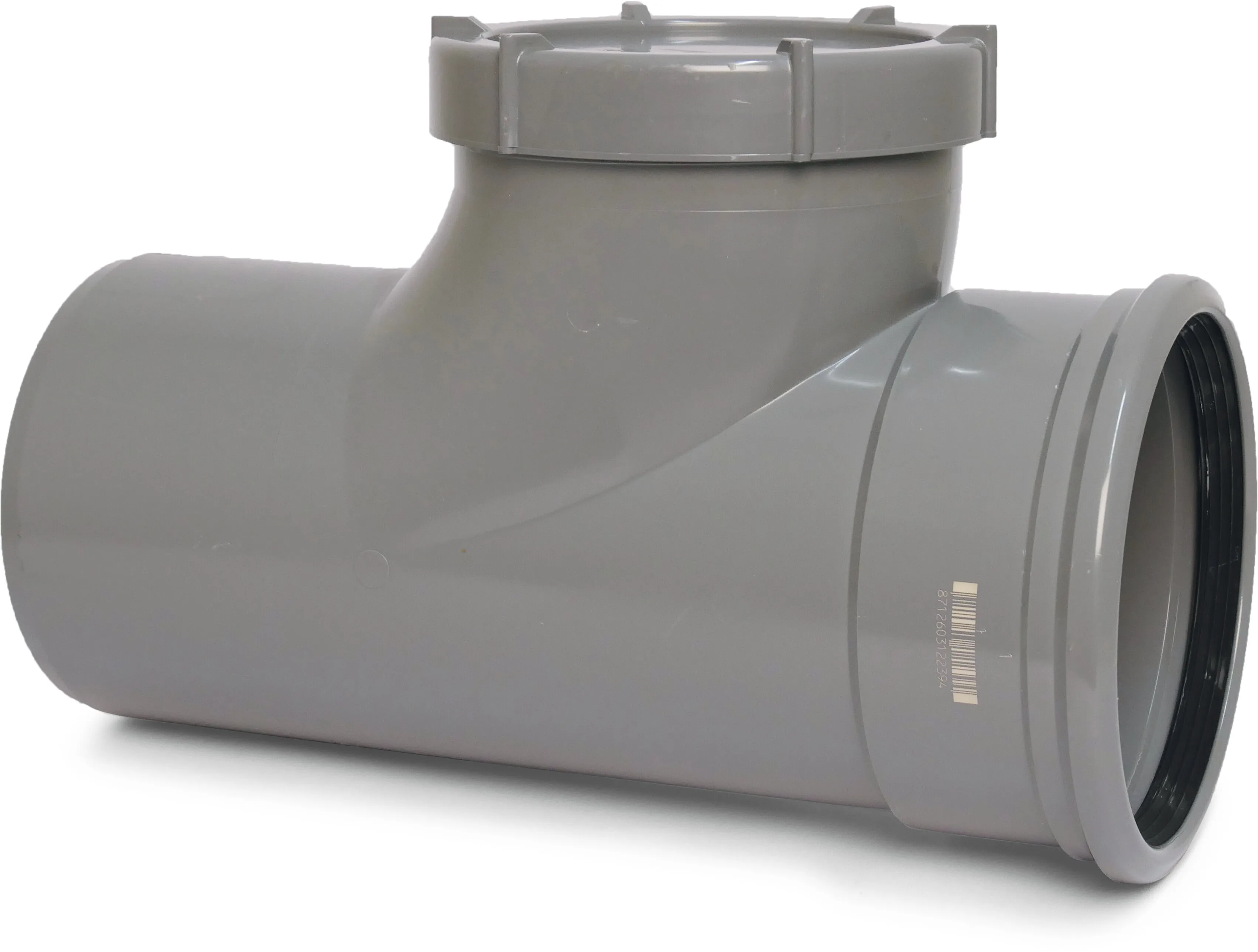 Reinigungsstück PVC-U 160 mm SN4 Steckmuffe x Stutzen DN150 Grau KOMO/BENOR