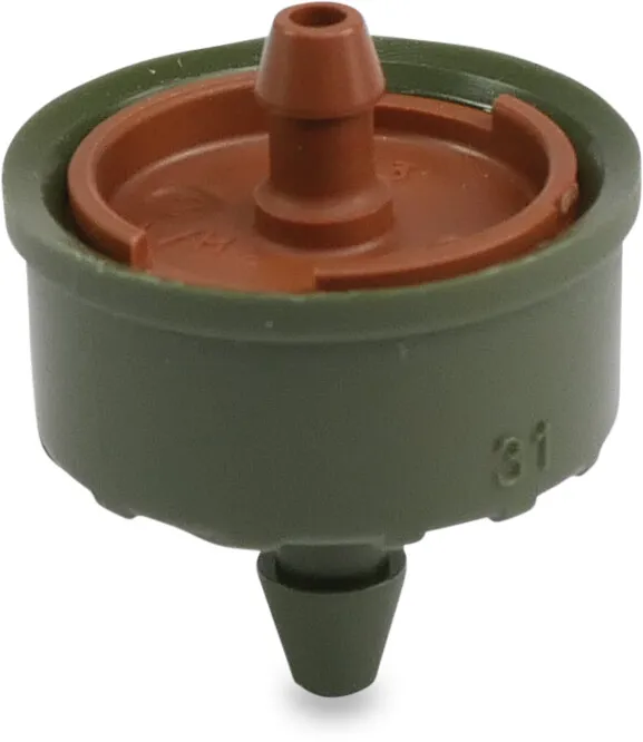 NaanDan Button dripper plastic 4/7 mm push-in x barbed 1,3ltr/h grey/green type Click Tif, PC