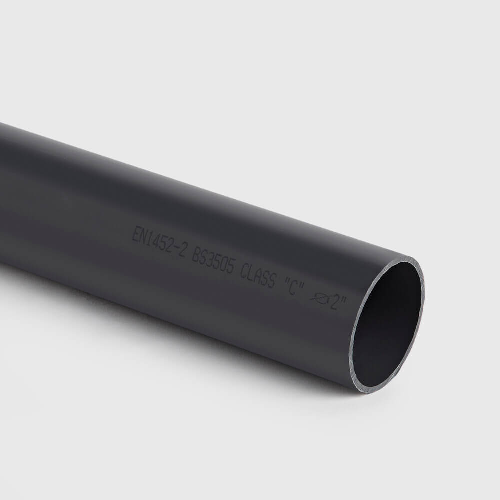 Pressure pipe PVC-U 6" imperial plain Class C-PN9 grey 6m