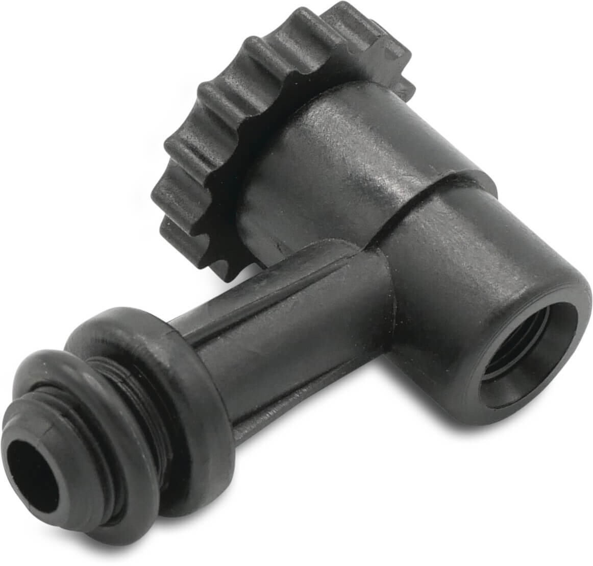 Air release valve angled plastic with pressure gauge connection female thread 1/8"