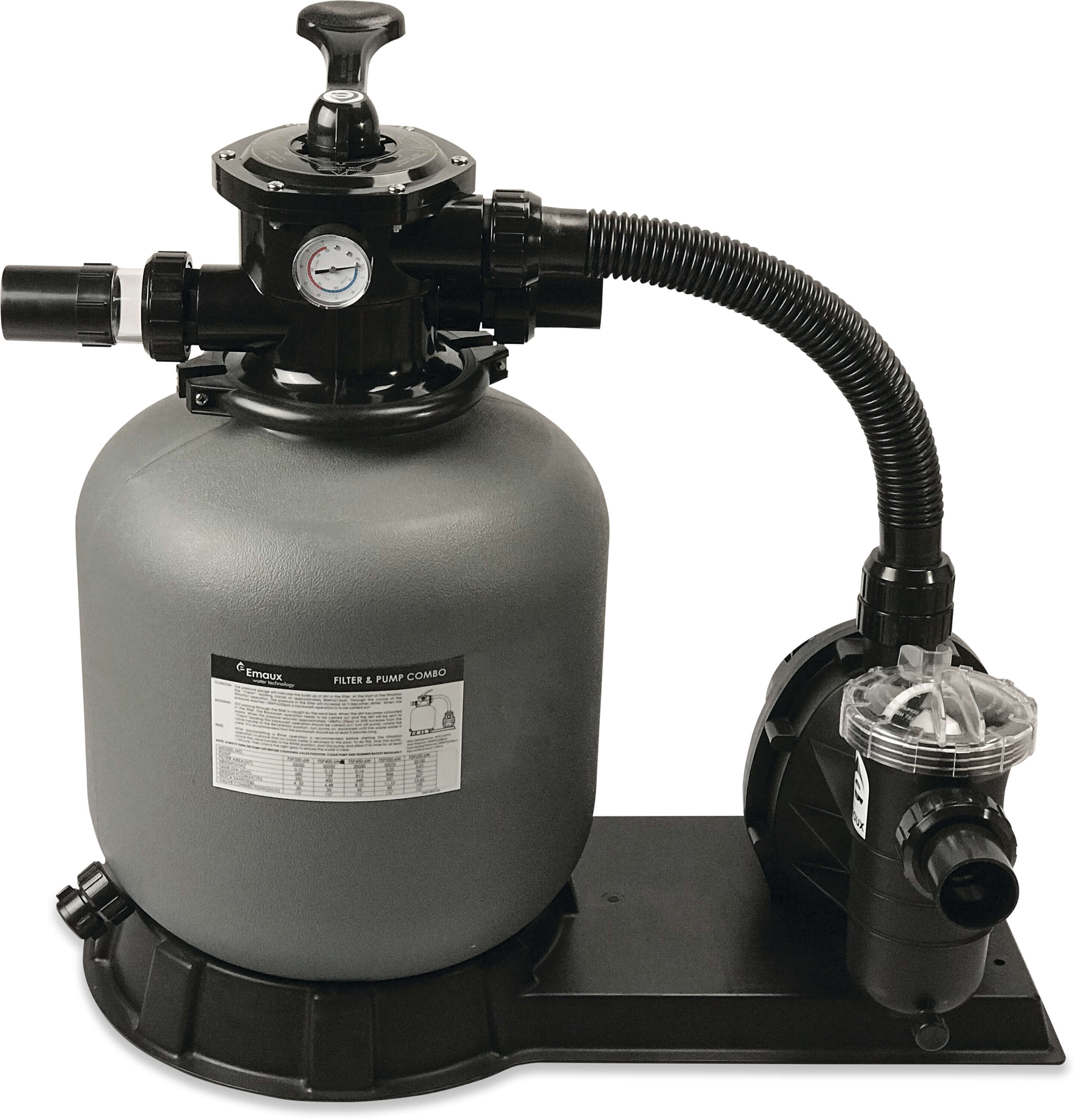 Flotide Pool filter set PE 50mm / 1 1/2" metric/imperial glue socket 2bar 230VAC grey type FSP350-6W UK plug