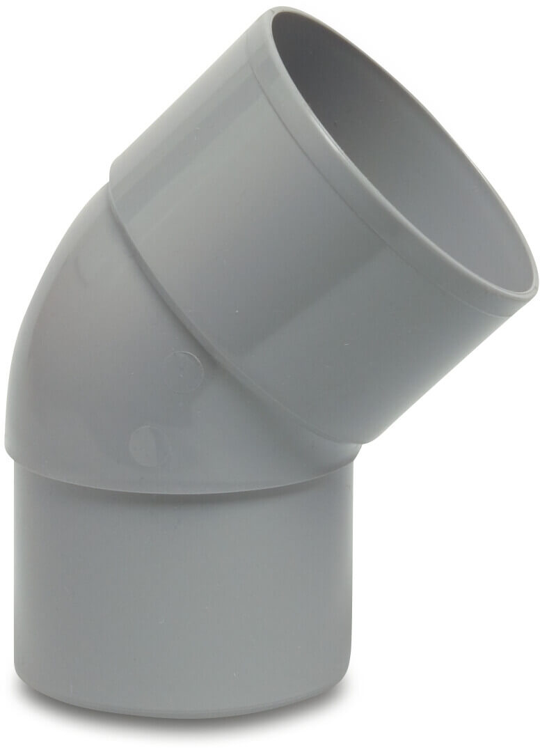 Bogen 45° PVC-U 100 mm Klebemuffe x Reduziert Grau L1