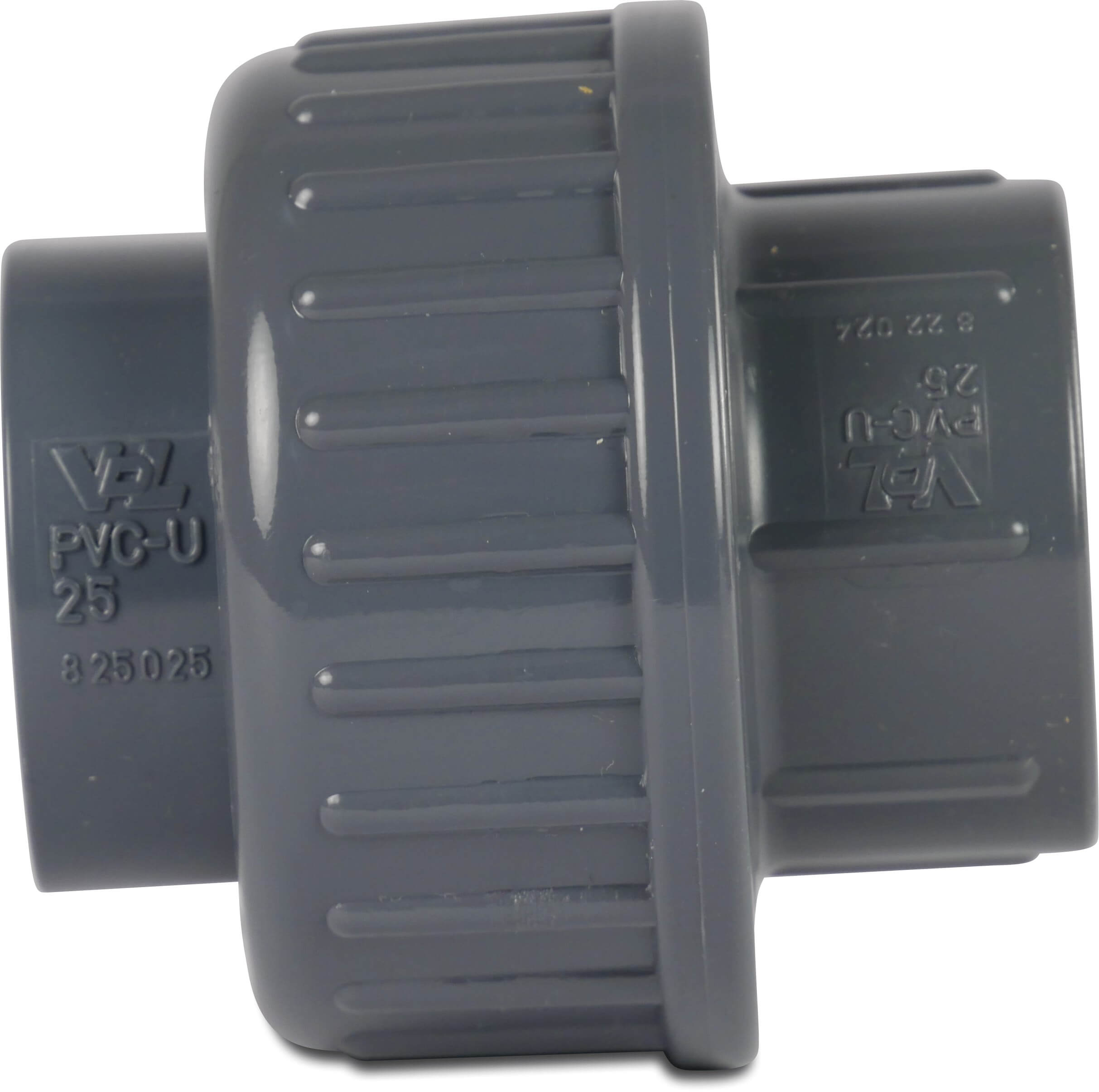 VDL Union coupler PVC-U 20 mm glue socket 16bar grey type B