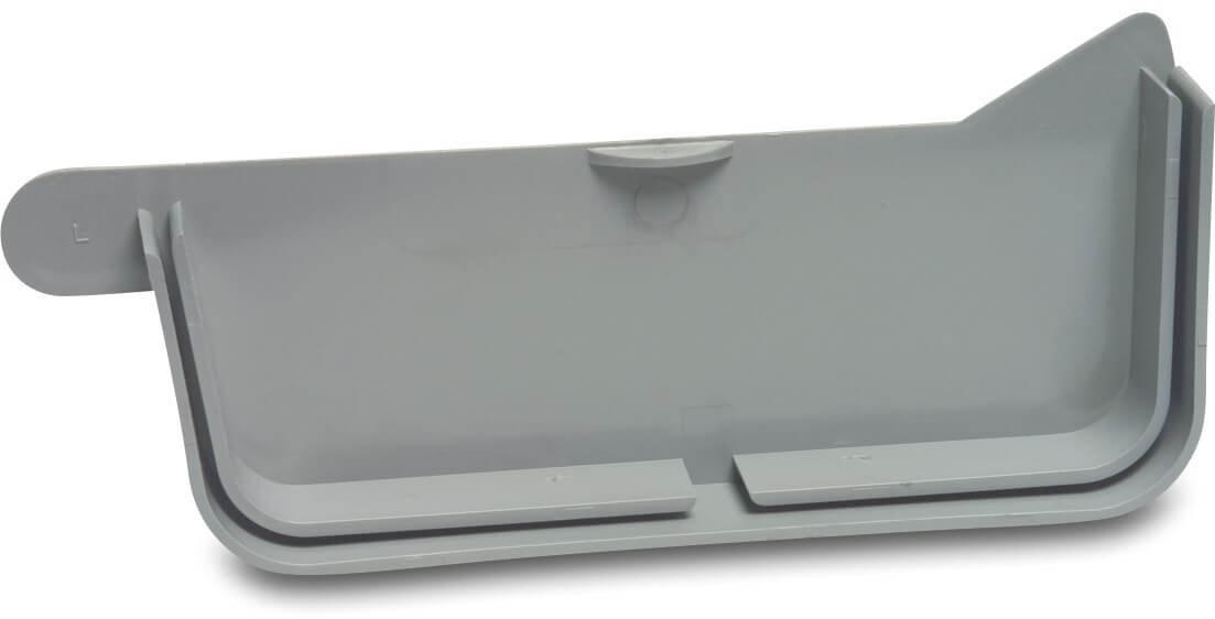 Gutter cap PVC-U 187 mm glue grey type left