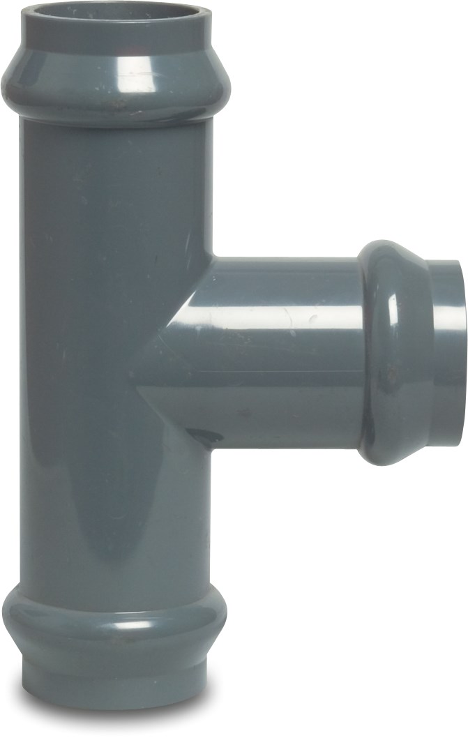 T-stuk 90° PVC-U 110 mm manchet 10bar grijs