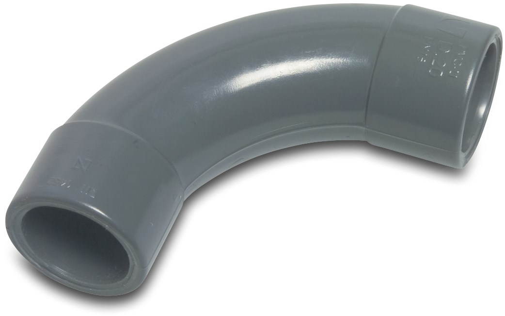 Profec Long bend 90° PVC-U 20 mm glue socket 16bar grey