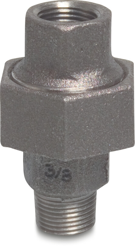 Profec Nr. 341 Union coupler cast iron black 1" female thread x male thread 25bar DVGW type conical