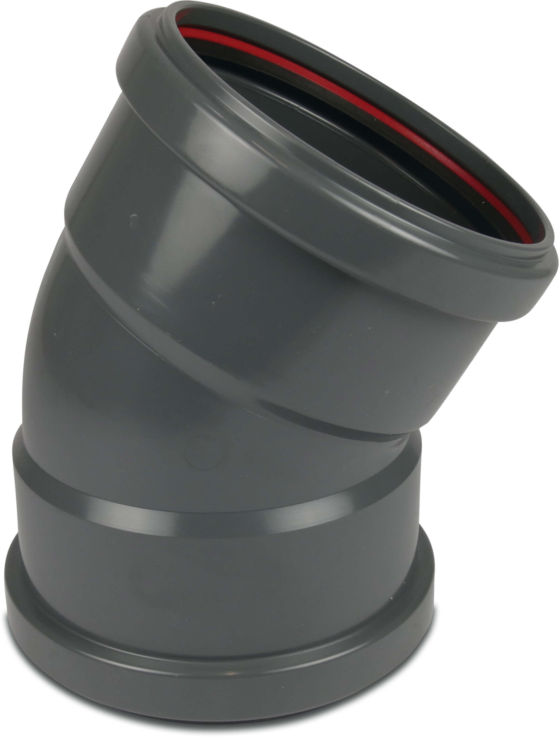 Kolano 30° PVC-U 125 mm SN4 pierścień uszczelniający DN125 szary KOMO/BENOR