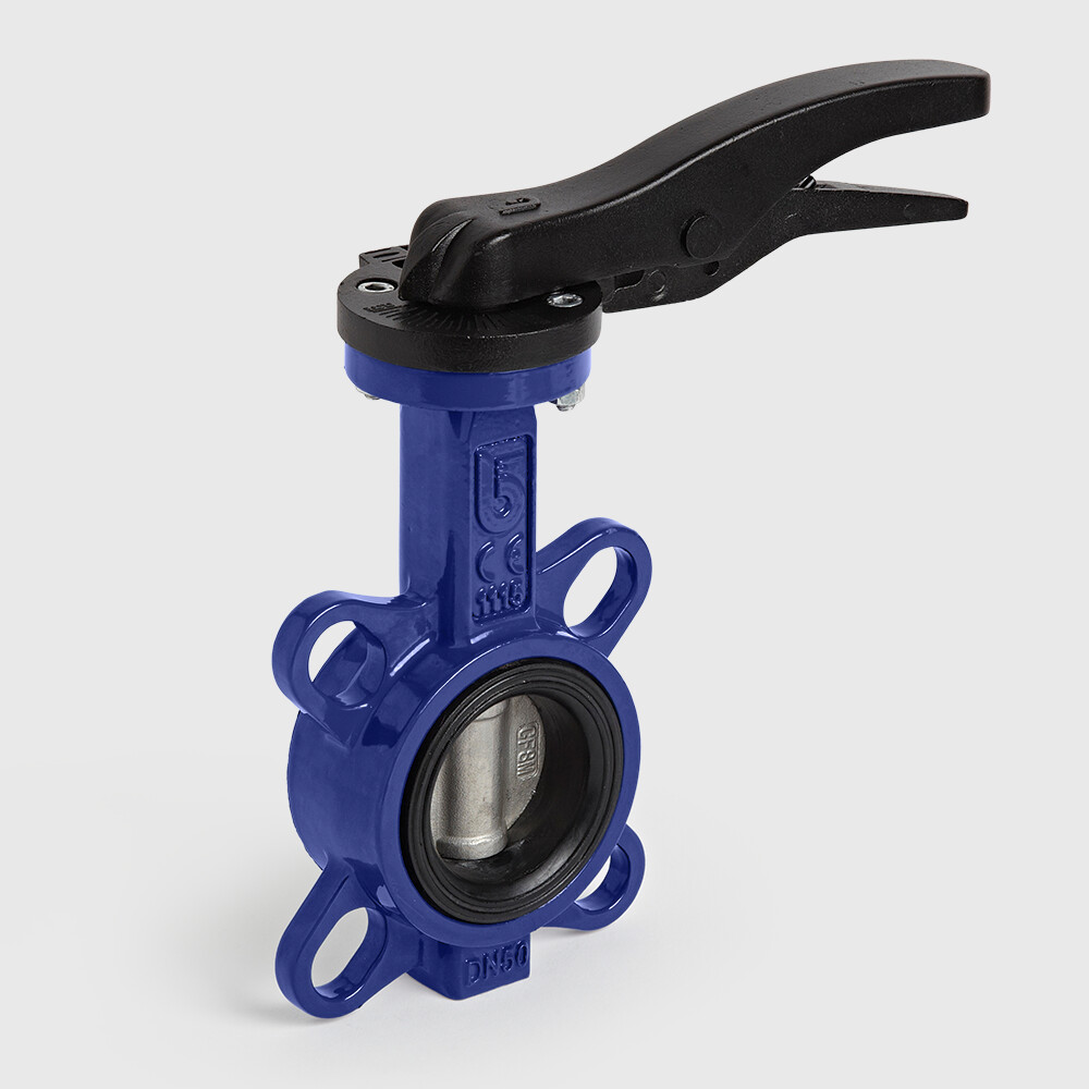 Profec Butterfly valve ductile iron (GGG40) epoxy coating DN200 flange 10bar DN200 blue PN6/10/16 type 601 disc stainless steel 316