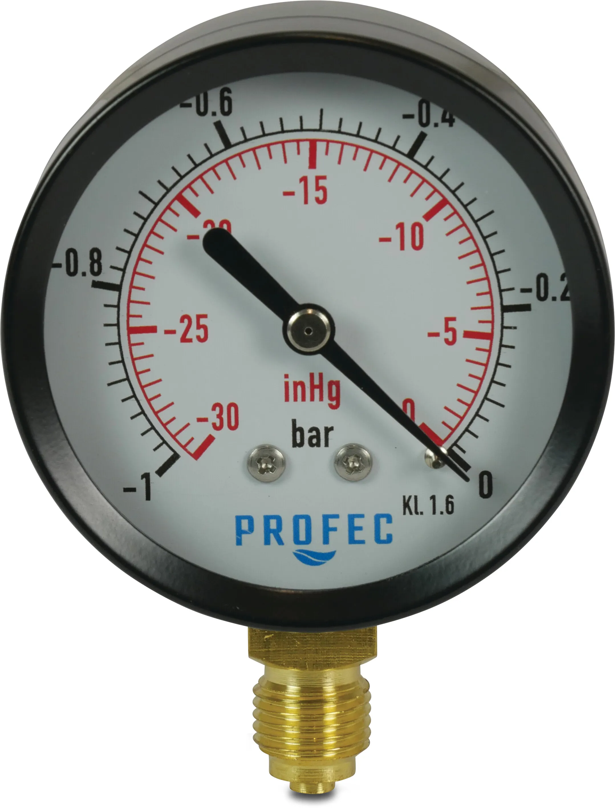 Profec Manometer 63 mm Außengewinde 0 - 10bar Schwarz Typ Trocken Unten 1/4"