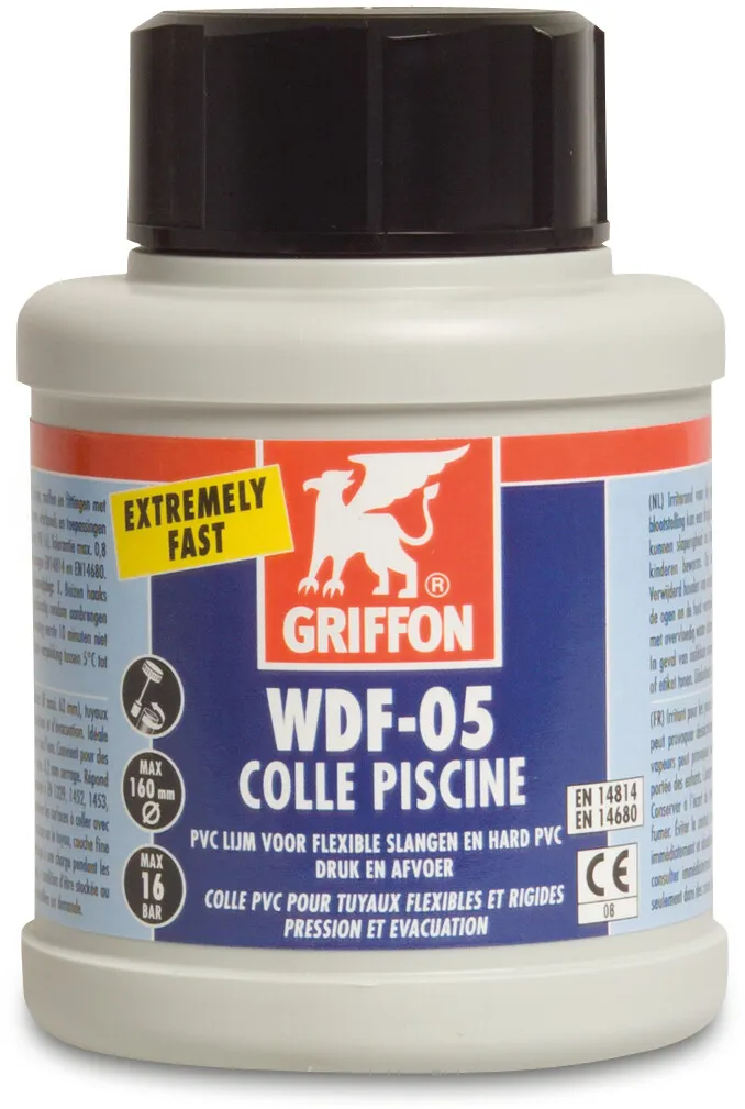 Griffon Colle pour PVC 0,5ltr avec brosse WRAS type WDF-05 étiquette NL/FR