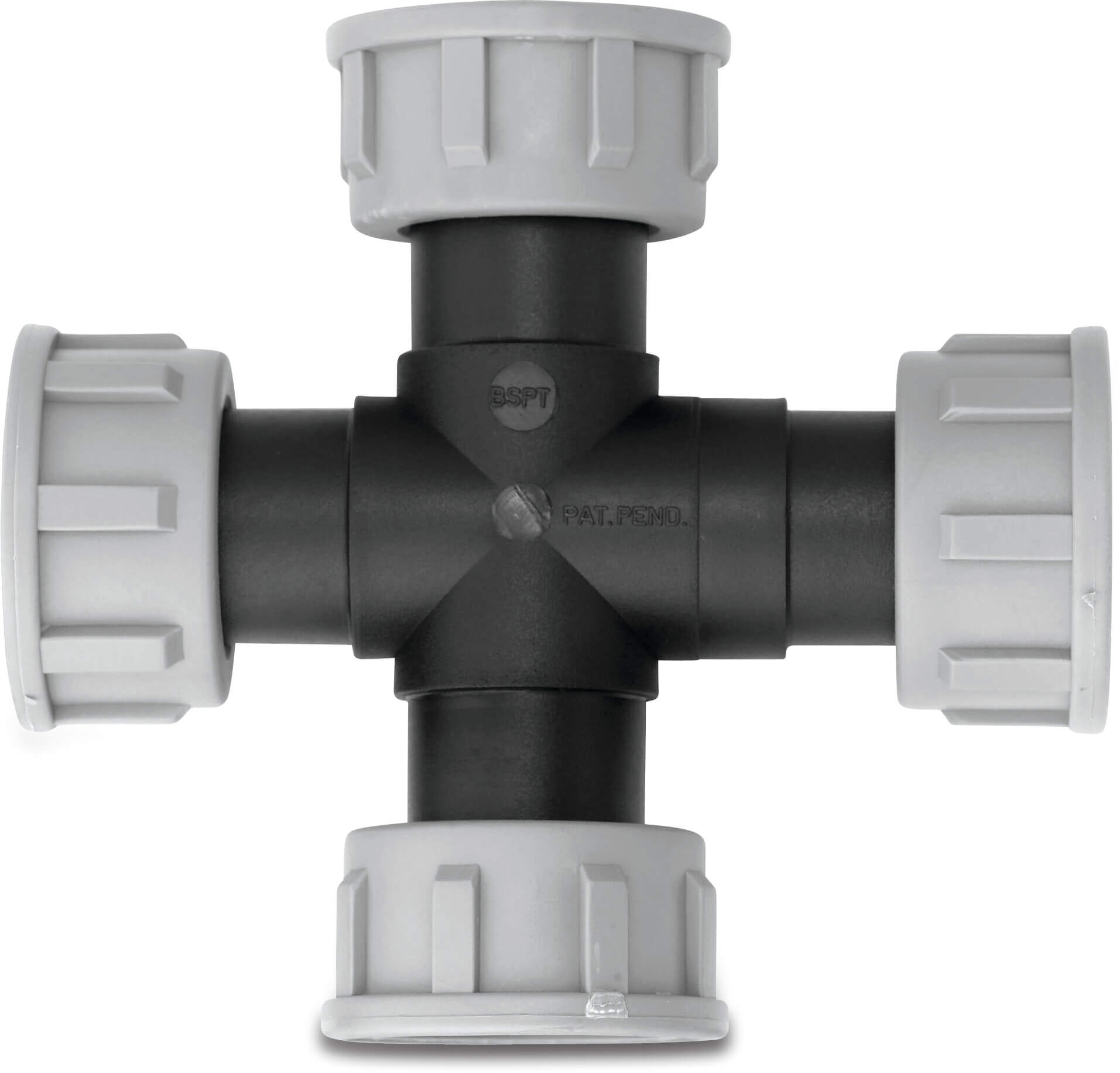 Tavlit Swivel kryss 90° PP 1" invändig gänga 10bar