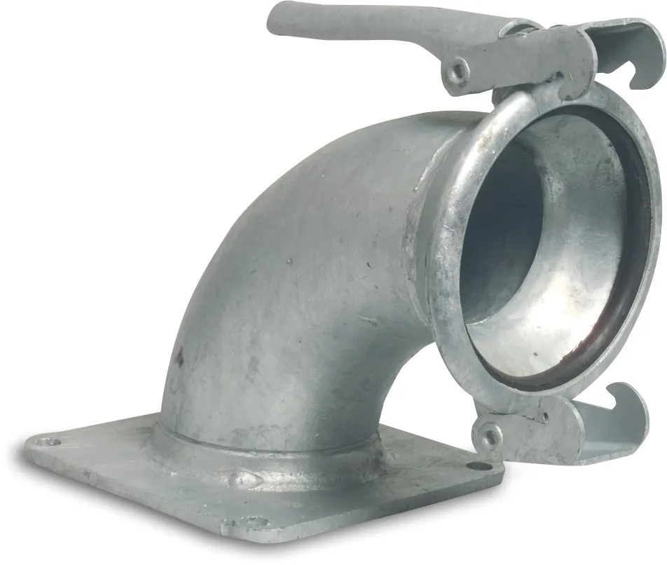 Bogen 90° Stahl Verzinkt 120 mm x 4" M-Teil italienisch x Quadratflansch type Italienisch