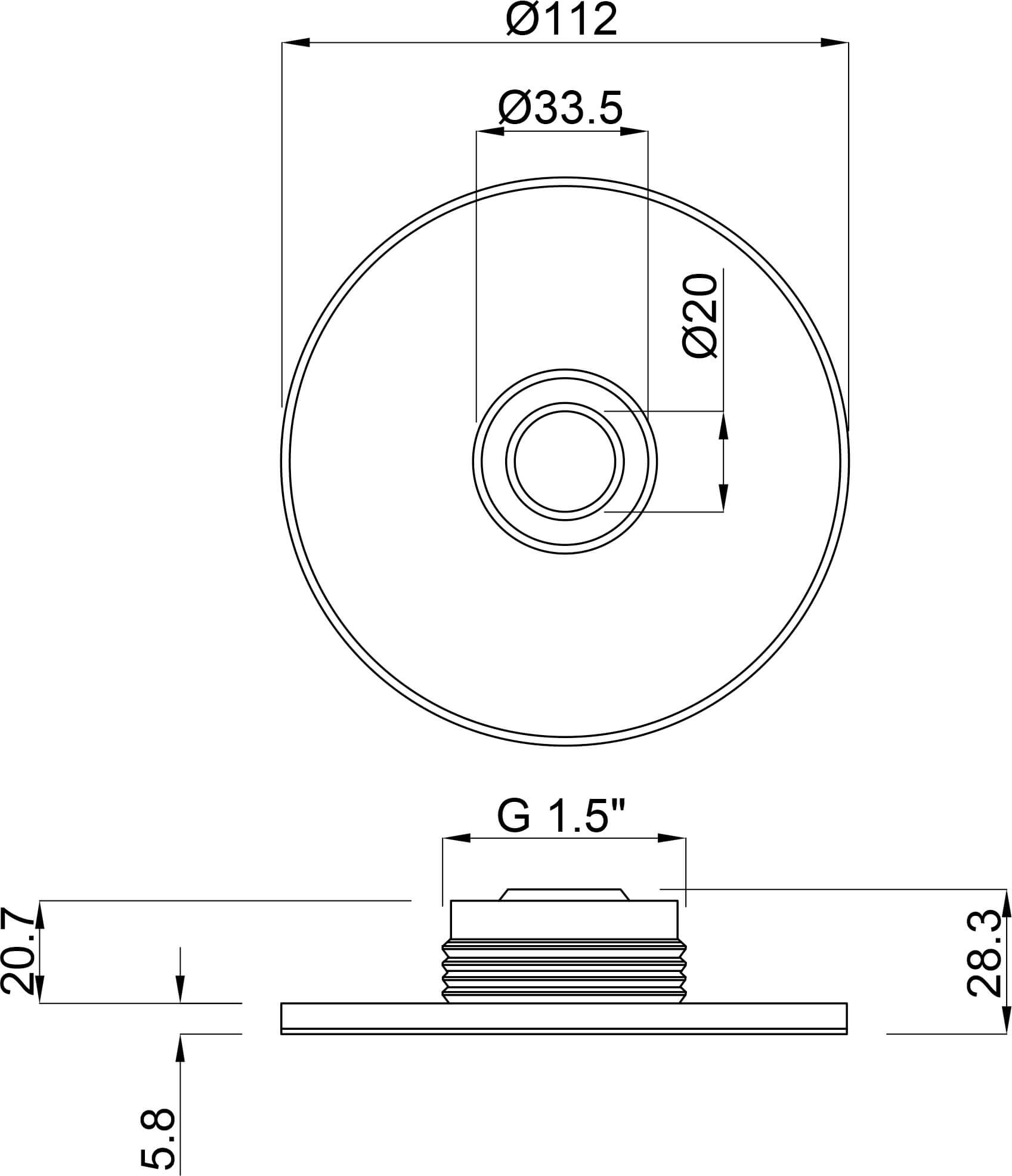 Ocean Abdeckung für Einlaufdüse Edelstahl 316 1 1/2" Außengewinde Edelstahl Typ Standard Round