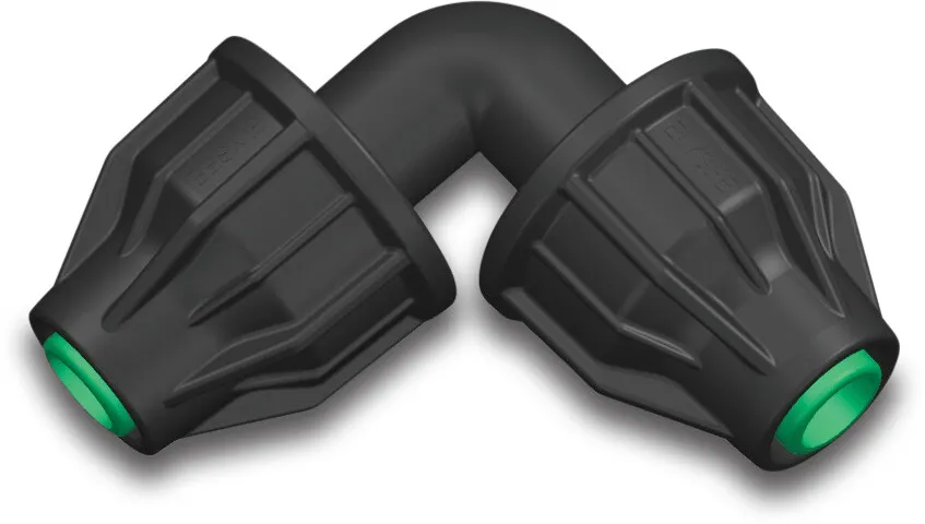 Elbow 90° PP 25 mm lock 4bar black