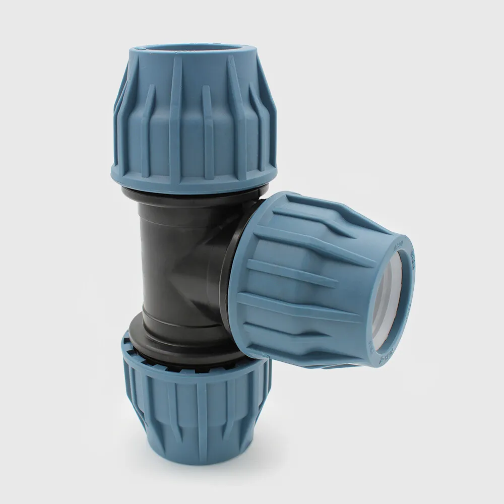 Jason T-piece 90° PP 25 mm compression 16bar black/blue DVGW/KIWA/WRAS/SVGW
