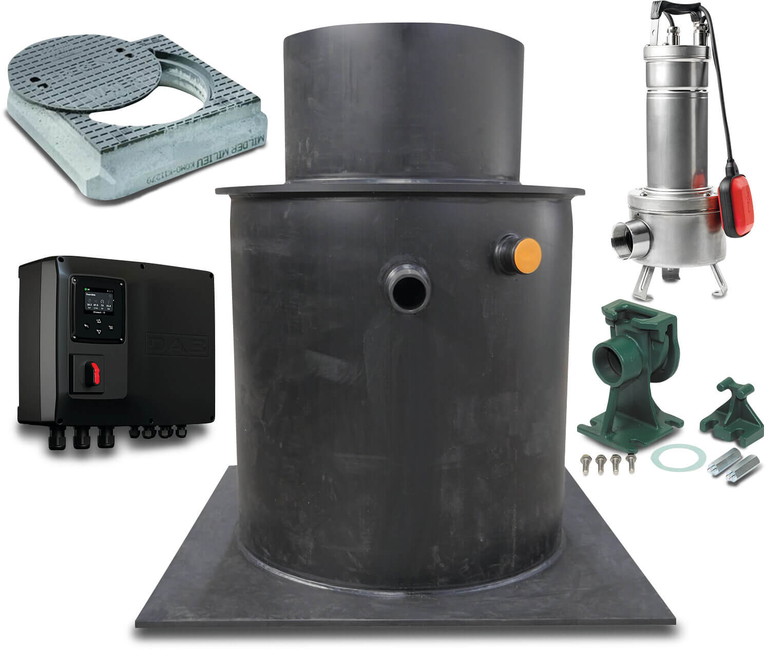 DAB Assembled pump sump PE 5,13A 230VAC black type PE814 Complete