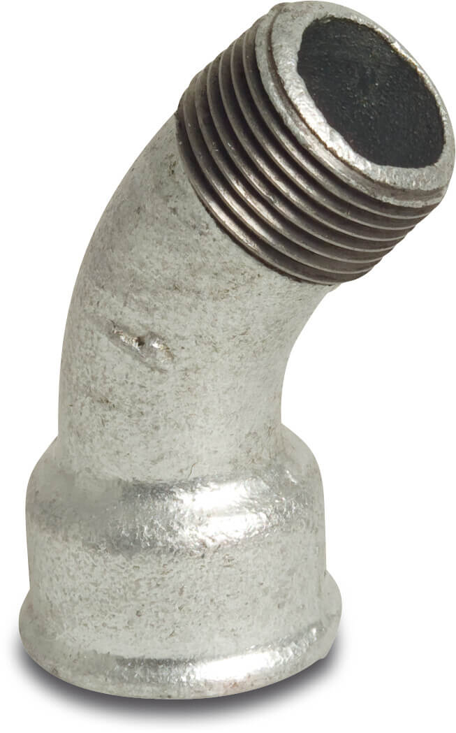 Profec Nr. 40 Bend 45° cast iron galvanised 3" female thread x male thread 25bar DVGW