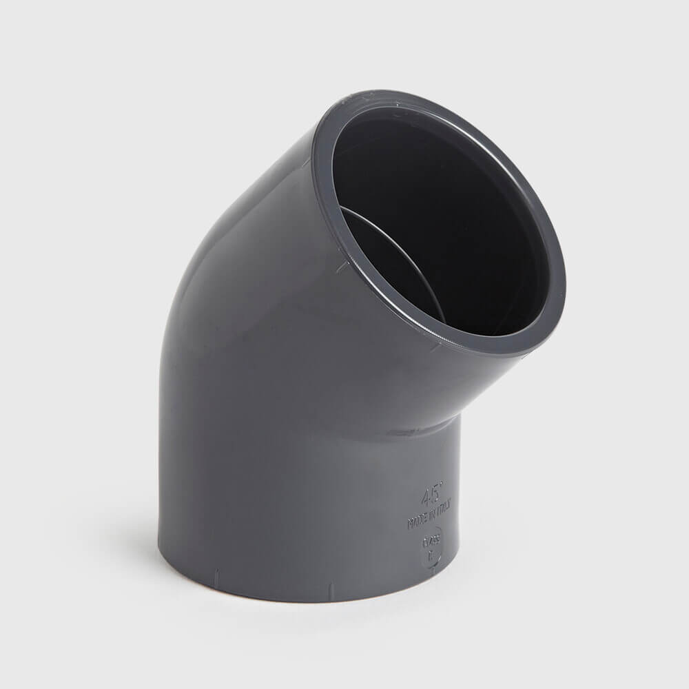 VDL Elbow 45° PVC-U 225 mm glue socket 10bar grey