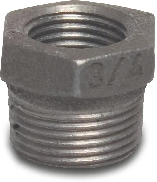 Profec Nr. 241 Reducer bush cast iron black 1 1/2" x 1" male thread x female thread 25bar DVGW