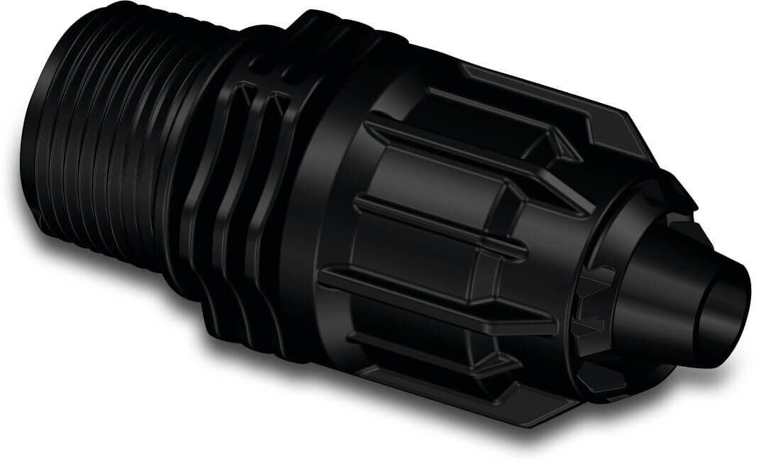 Adaptor PP 16 mm x 1/2" quick joint x male thread 4bar black