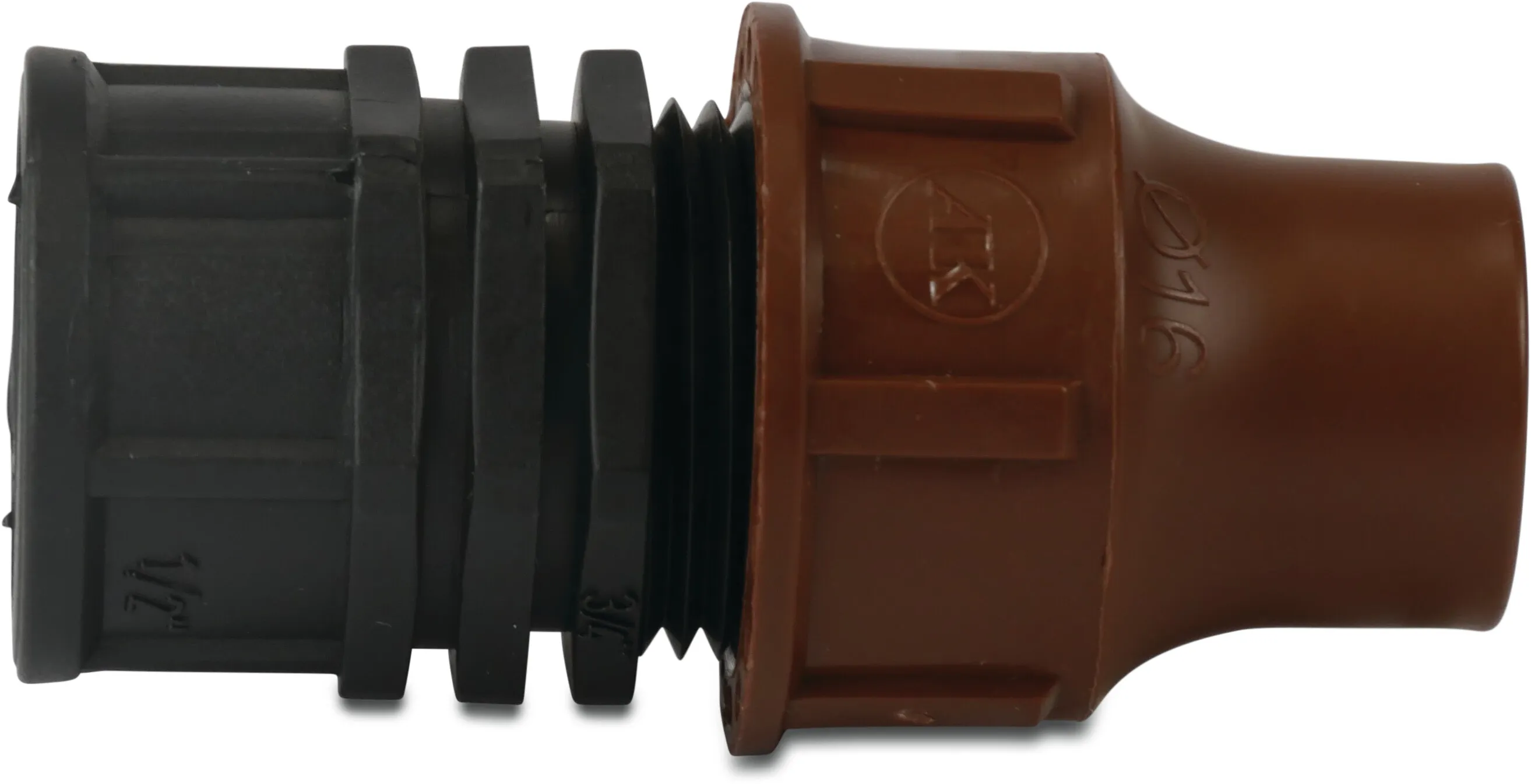 Adaptor PP 16 mm x 1/2" lock x female thread brown type BF-62-50 lock