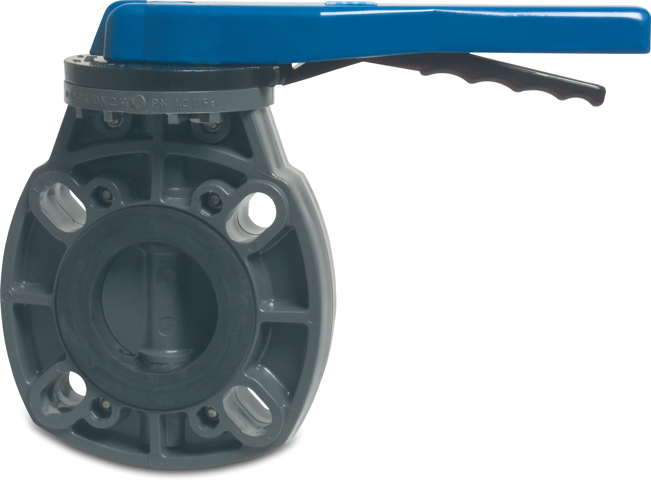 Profec Butterfly valve PVC-U 63/75 mm flange 10bar DN65 grey PN6/10 type 7000