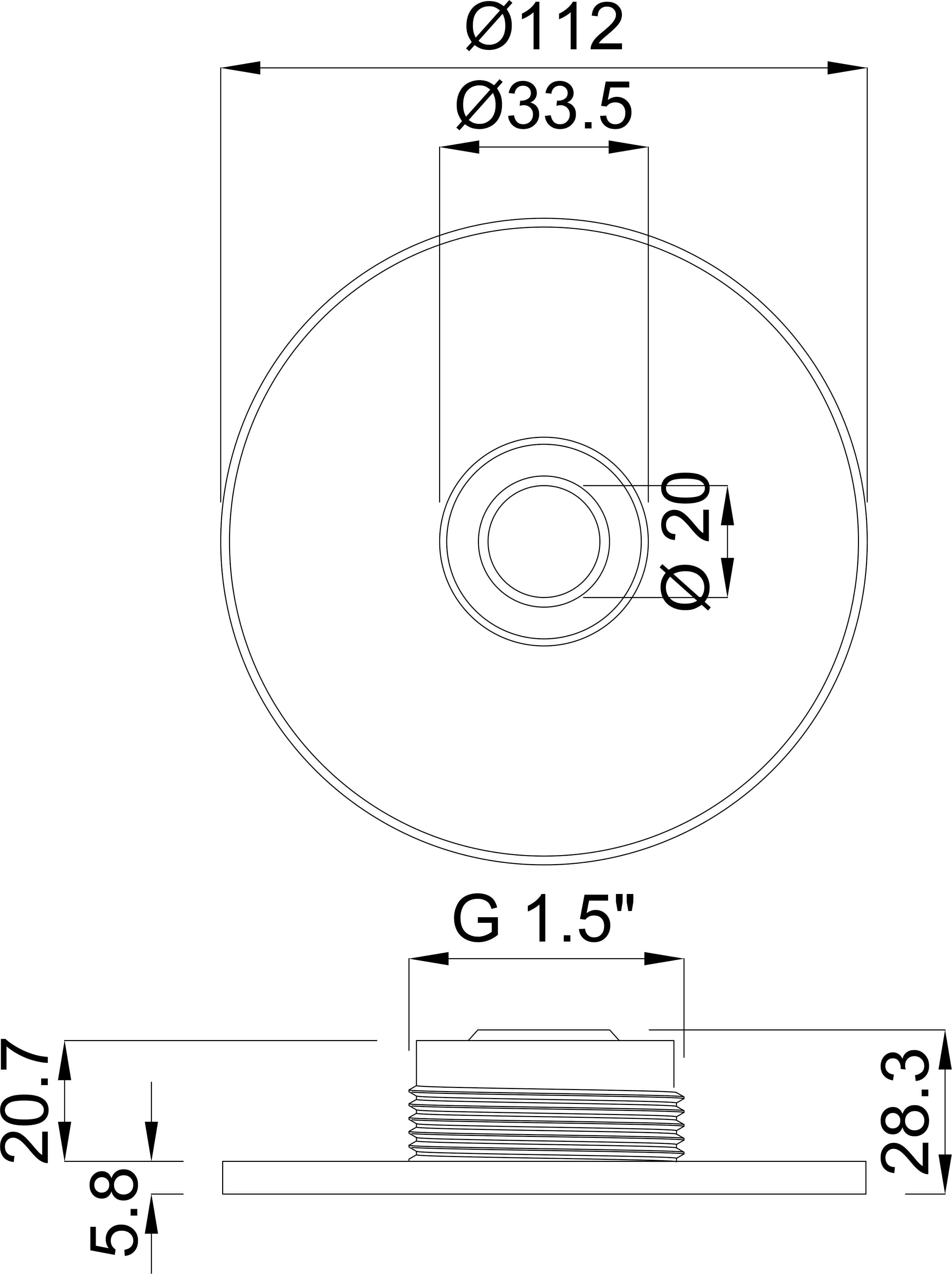Ocean Abdeckung für Einlaufdüse Edelstahl 316 1 1/2" Außengewinde Edelstahl Typ Standard Round