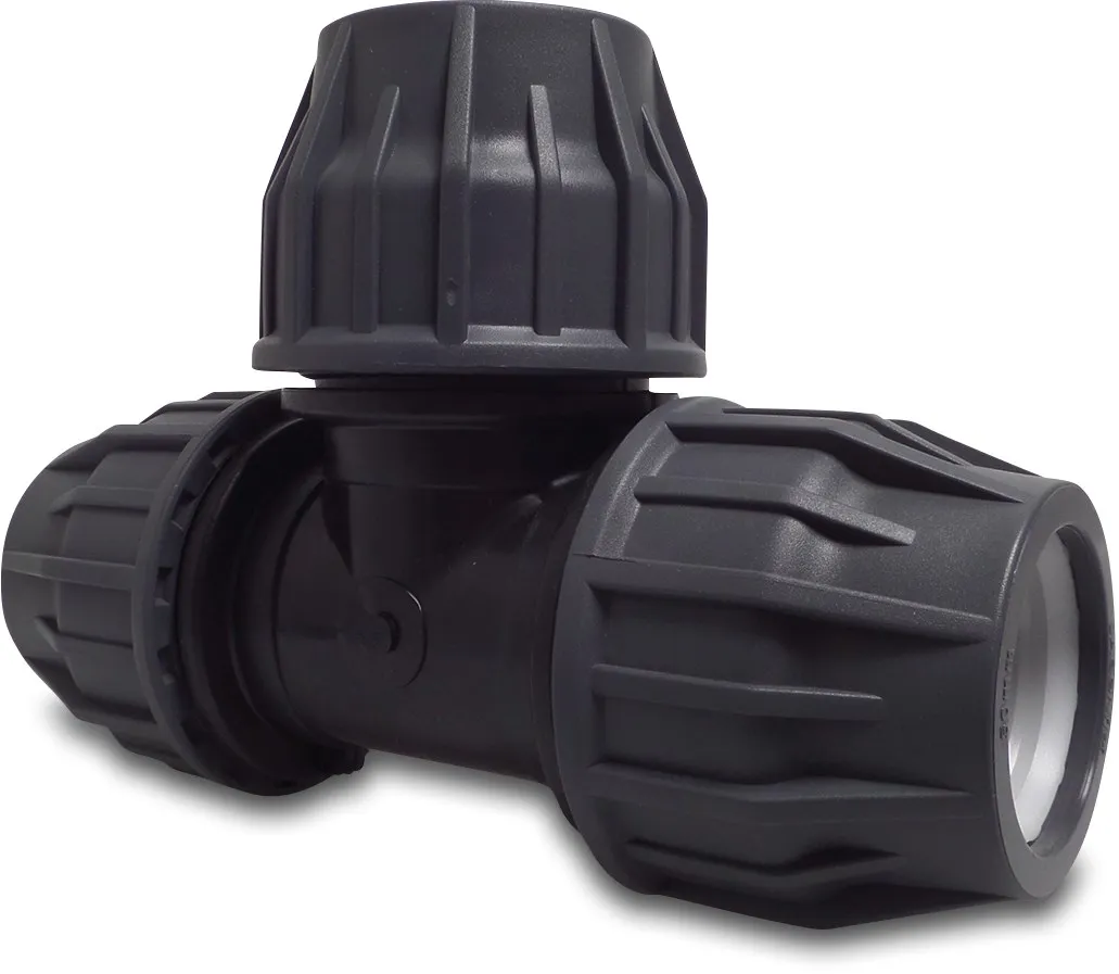 Jasonflex T-Stück 90° PP 50 mm Klemm 16bar Grau/Schwarz