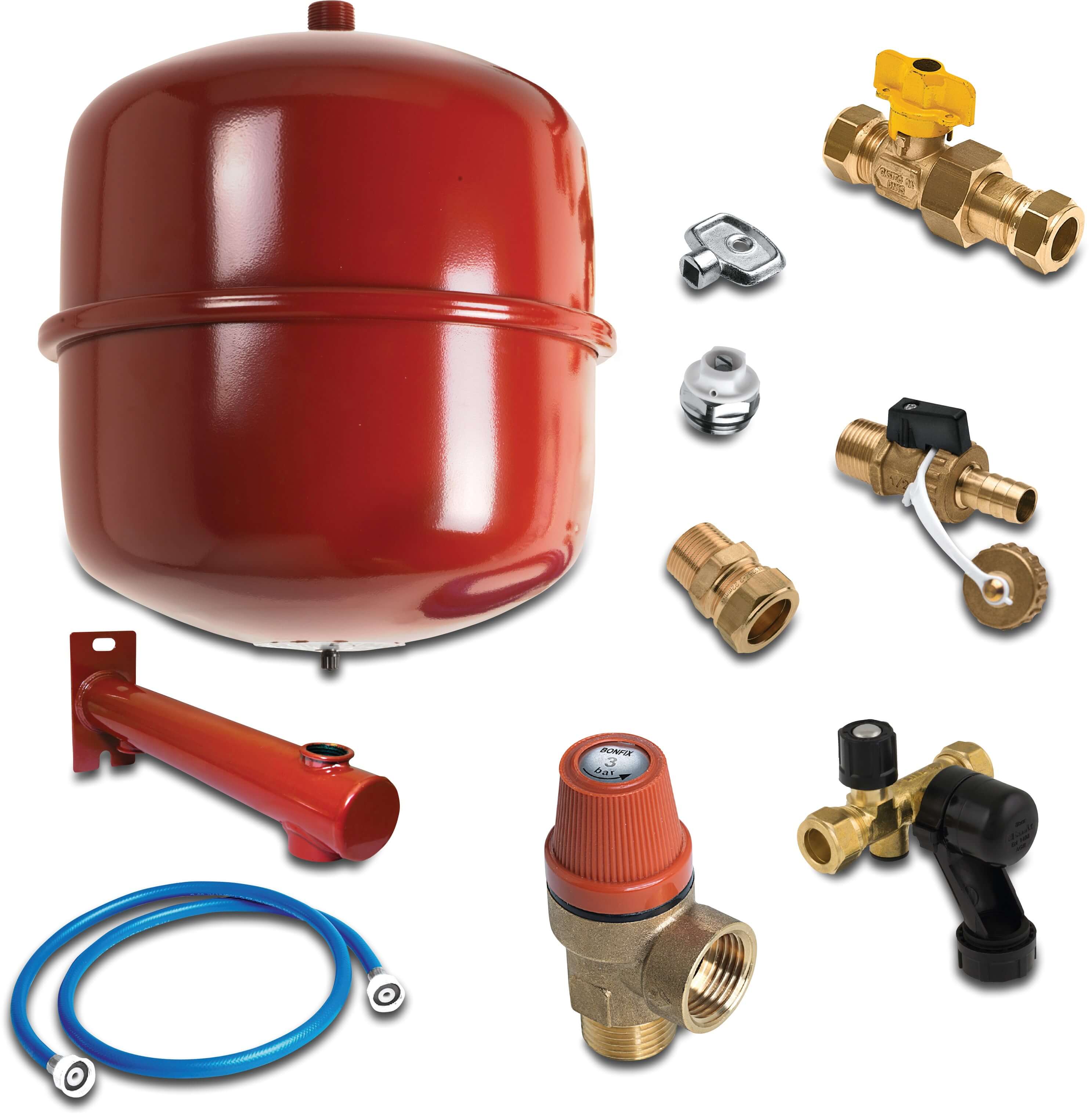 Central heating connection set