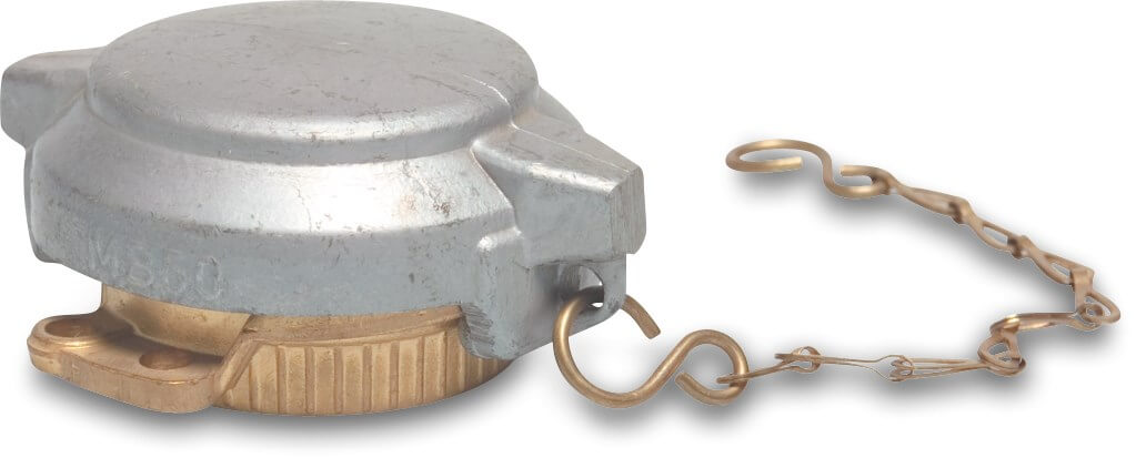 Füllrohrverschluss Messing DN50 x 2" V-Teil TW x Innengewinde mit Aluminium Deckel type VK + MB