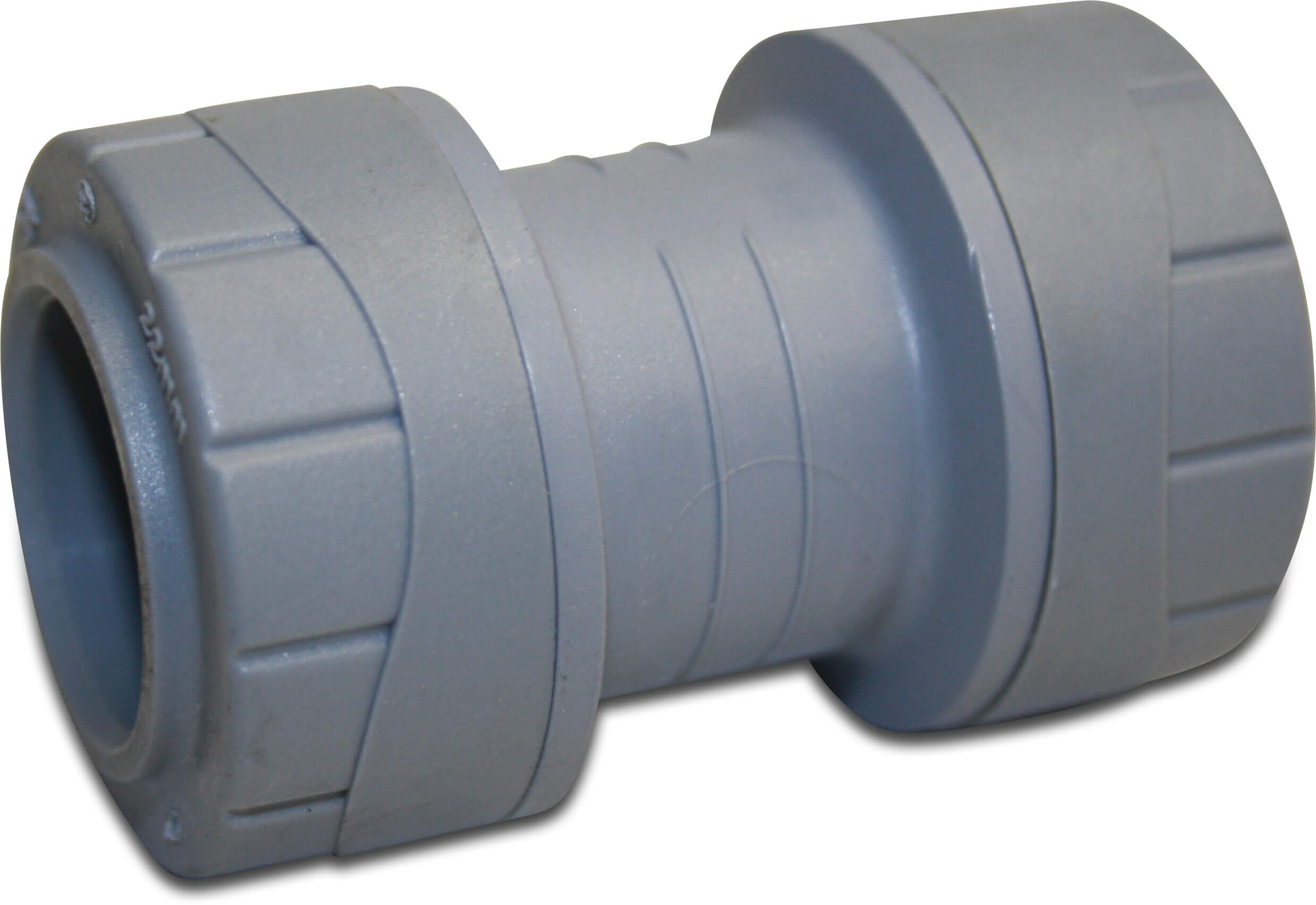Twin pipe socket polybutylene 22 mm push-in grey