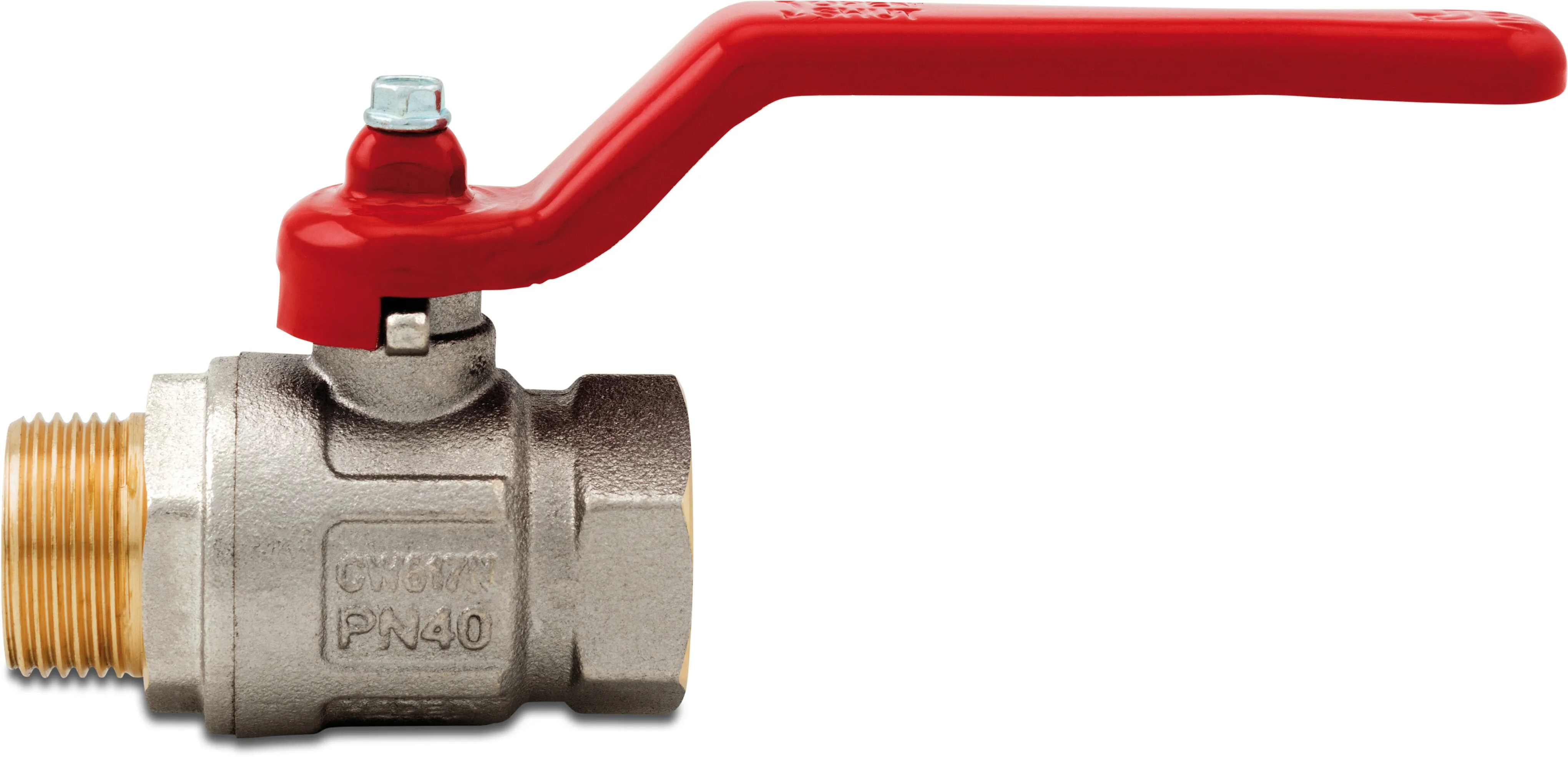 Itap Ball valve brass nickel plated 1" female thread x male thread 40bar type 091