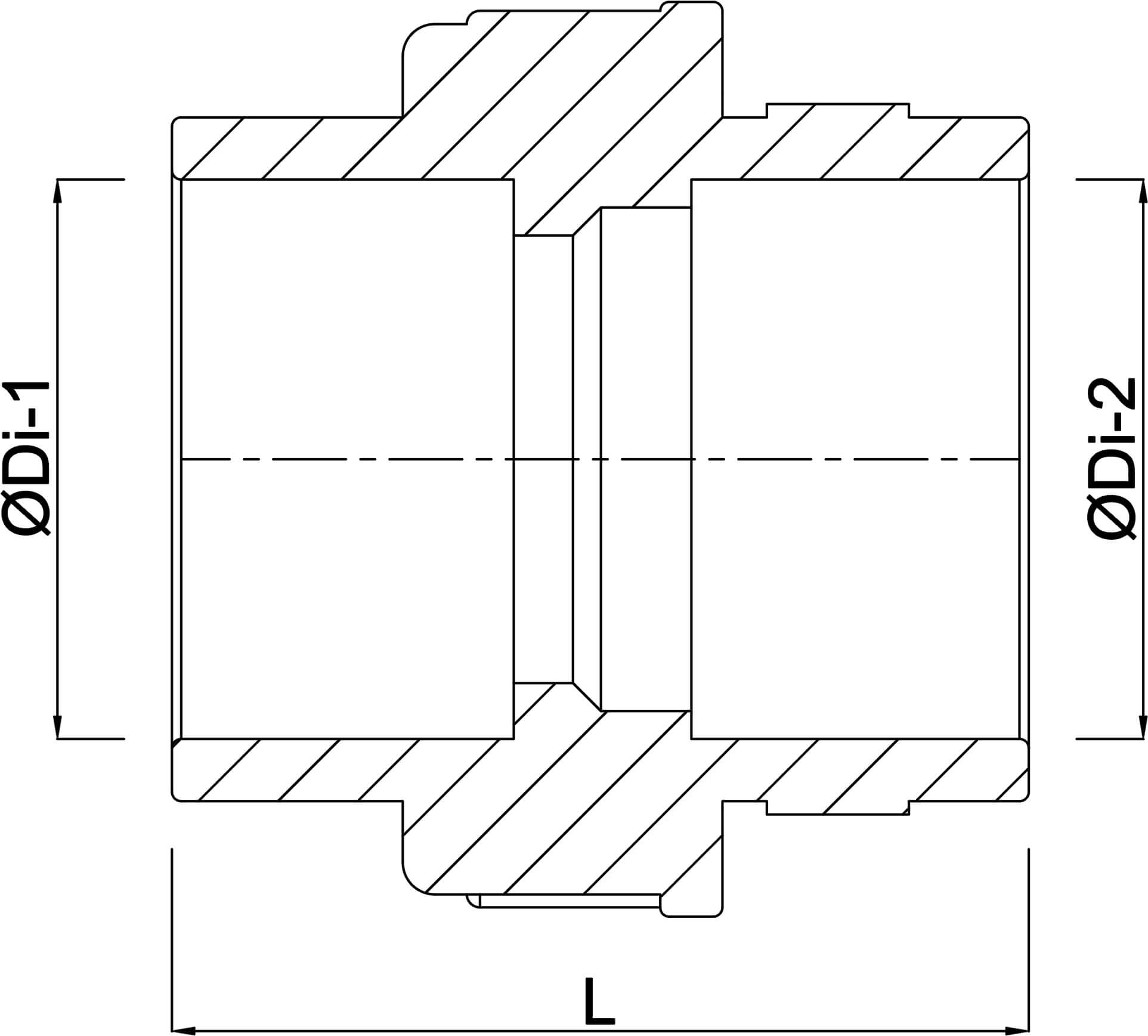 Profec Union coupler PVC-U 90 mm glue socket 10bar grey