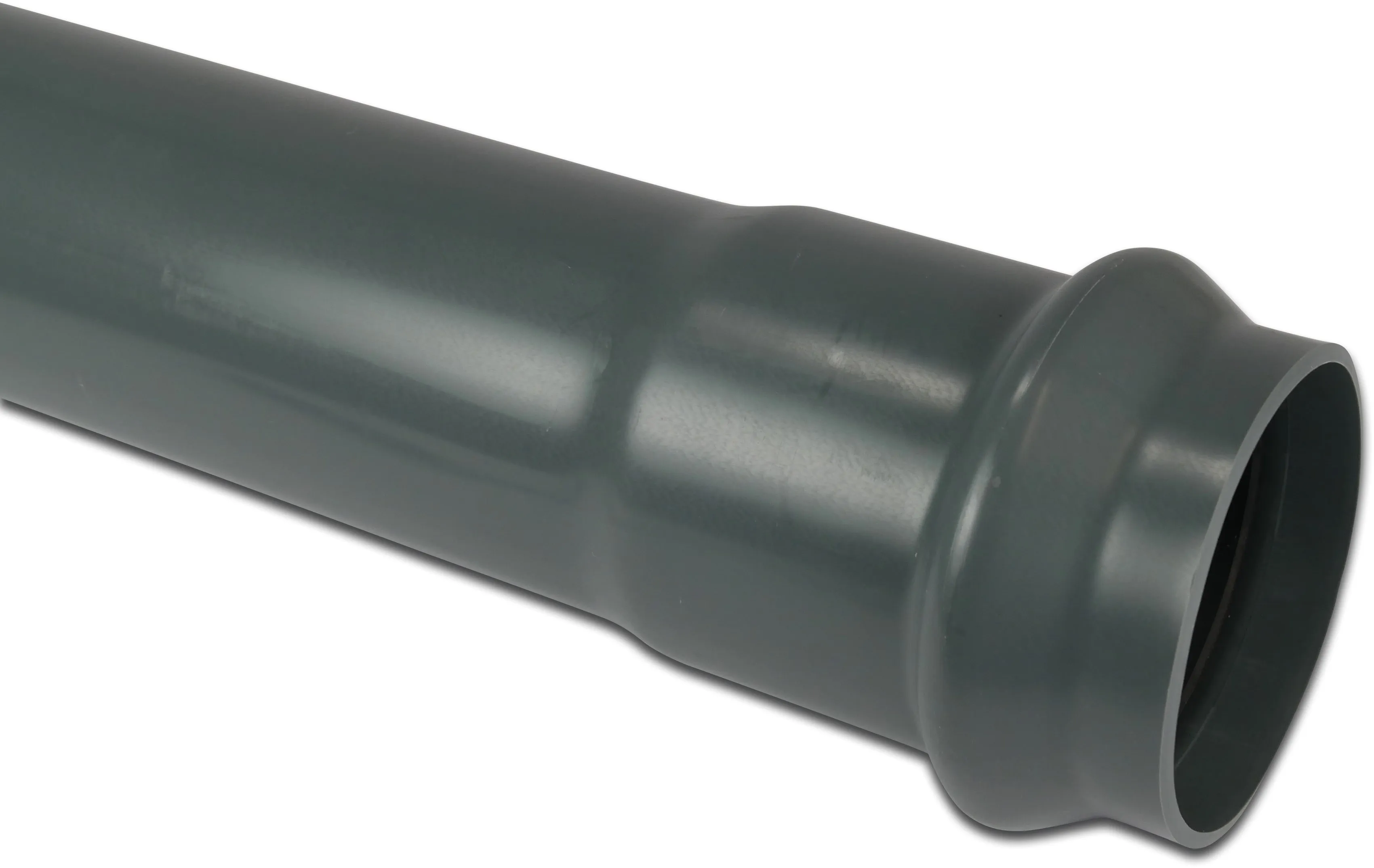 Druckrohr PVC-U 110 mm x 5,3 mm Steckmuffe x Glatt ISO-PN12,5 DIN-PN10 Grau 5m