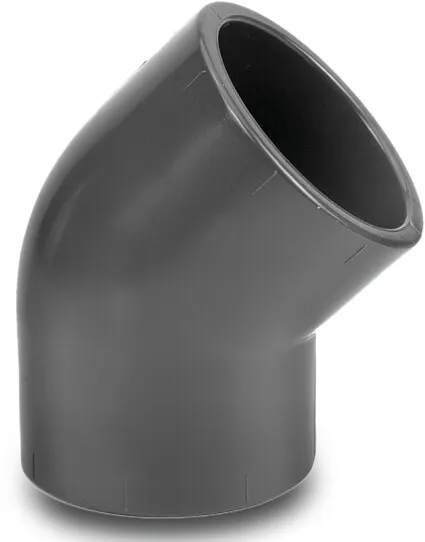 VDL Knie 45° PVC-U 140 mm lijmmof 16bar grijs