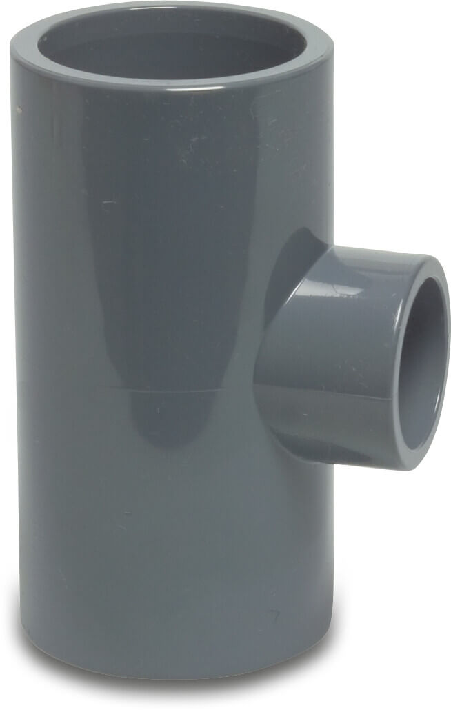 T-Stück 90° PVC-U 280 mm x 160 mm x 280 mm Klebemuffe 10bar Grau