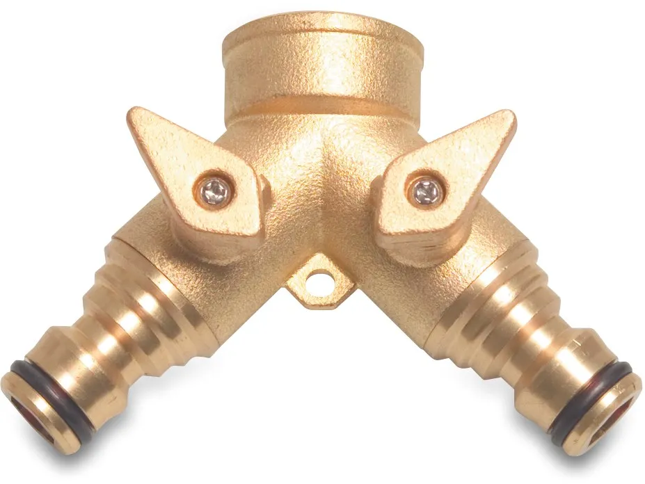 Profec Click connector Y-piece brass 3/4" female thread x male click x male click type with ball valve