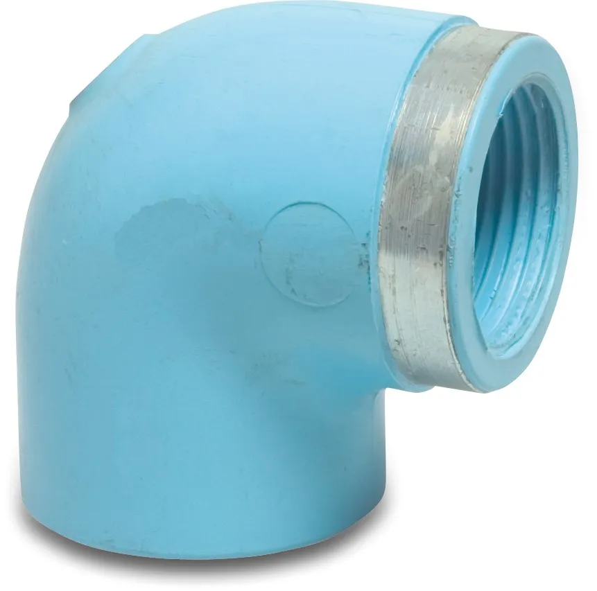 Elbow 90° PVR 16 mm x 3/8" glue socket x female thread 12,5bar blue type reinforced